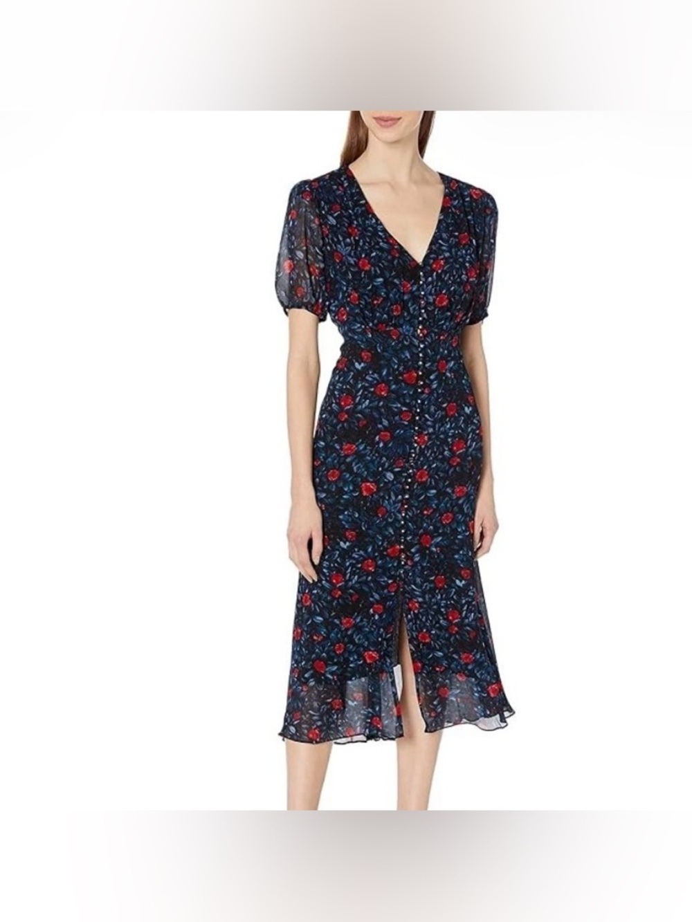 The Kooples Poison Roses Button Front Midi Dress - Picture 3 of 12